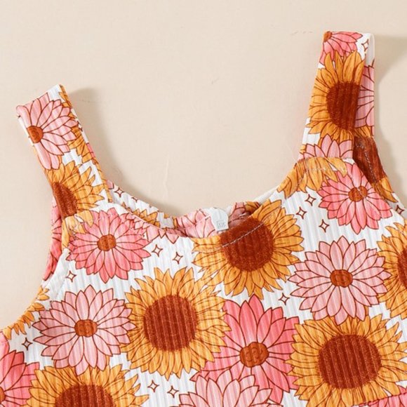 Groovy Jumpsuit Floral Birthday Outfit Clothes Easter Romper Retro Bell Bottom - Picture 7 of 7